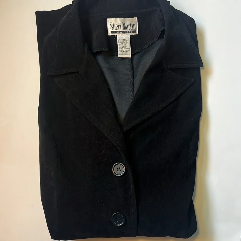 Vintage Sheri Martin suede‎ coat/blazer Black size 14 with buttons
